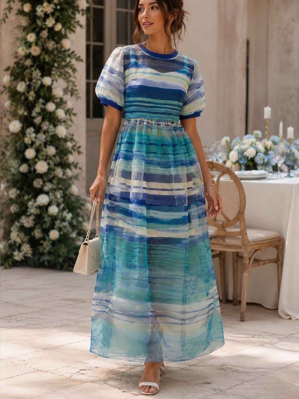 AZONA Watercolour Organza Maxi Dress